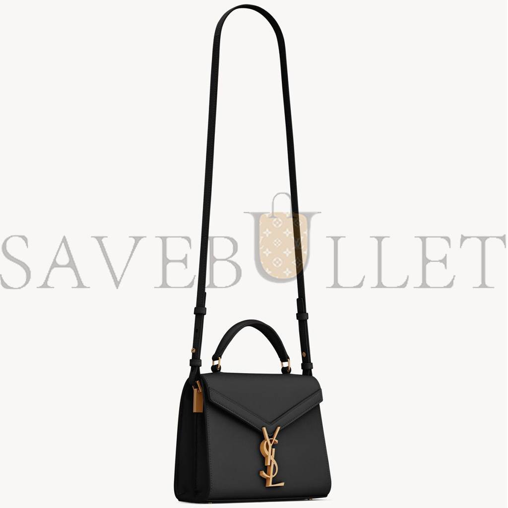 YSL CASSANDRA MINI TOP HANDLE BAG IN GRAIN DE POUDRE EMBOSSED LEATHER 623930BOW0W1000 (20*16*7.5cm)